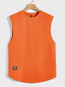 GENTILAND 男士字母補丁細節背心上衣 - 橘色 - 查看 2