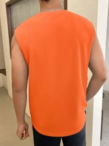 GENTILAND 男士字母補丁細節背心上衣 - 橘色 - 查看 3