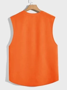 GENTILAND 男士字母補丁細節背心上衣 - 橘色 - 查看 4