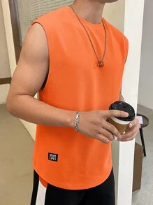 GENTILAND 男士字母補丁細節背心上衣 - 橘色 - 查看 7