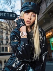 CIGADesign Reloj mecánico con diseño de diamante de imitación cuadrado - Rosa - Ver 2