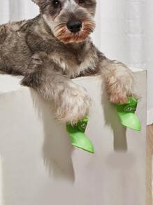 4pcs Letter Graphic Pet Rain Boots - Green - View 1