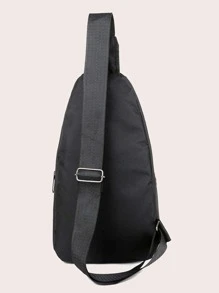 Mini Letter Patch Decor Sling Bag - Black - View 4