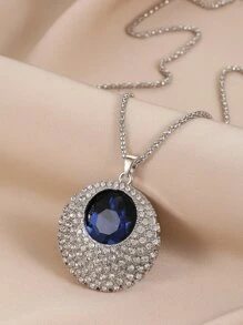 Rhinestone Decor Round Pendant Long Necklace For Women's Fashion Accessory - Multicolor - View 2