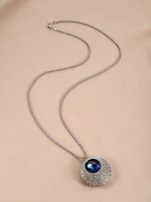 Rhinestone Decor Round Pendant Long Necklace For Women's Fashion Accessory - Multicolor - View 4