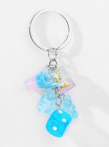 1pc Women Cartoon Bear Charm Cute Keychain Valentine's Day Valentines Souvenir Car Accessories Bag Charm School Goth Y2k Christmas Gift Ideas Bag Lanyards With Id Holder Car Accessories Bag Charms Car Accessories Teacher Friend Sister - Blue - View 4