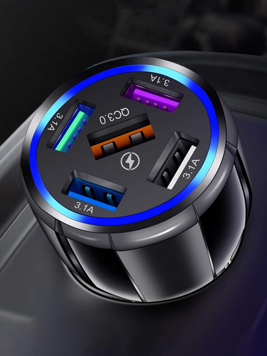 1pc 15A Multifunctional Car Charger - Black - View 1