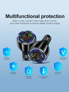 1pc 15A Multifunctional Car Charger - Black - View 4