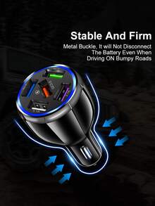 1pc 15A Multifunctional Car Charger - Black - View 5