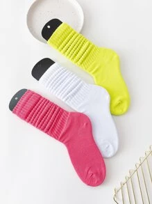 3 Đôi Tất Nữ Phong Cách Hàn Quốc Xuân/Hè Phong Cách Preppy Gothic Tất Thể Thao Phù Hợp Với Tất Cả Các Trận Đấu, Tất Trên Đầu Gối Màu Trơn (Không Bao Gồm Sock Board) - Nhiều màu - Xem 3