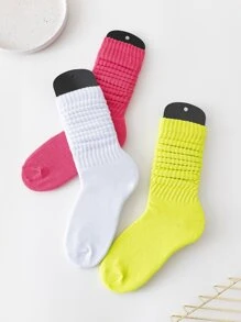 3 Đôi Tất Nữ Phong Cách Hàn Quốc Xuân/Hè Phong Cách Preppy Gothic Tất Thể Thao Phù Hợp Với Tất Cả Các Trận Đấu, Tất Trên Đầu Gối Màu Trơn (Không Bao Gồm Sock Board) - Nhiều màu - Xem 4