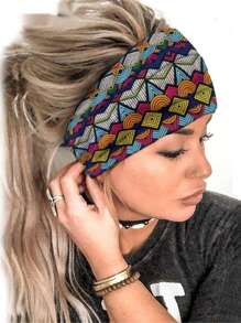 1入女士幾何圖案波西米亞風髮箍，日常裝飾波西米亞風格 - 彩色 - 查看 8