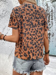 SHEIN LUNE Áo thun nữ In hoa Báo Lá thư Giải trí - Nhiều màu - Xem 2