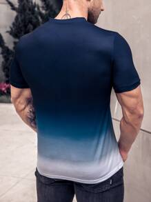 Manfinity Homme 男士漸層前紐扣T恤 - 藏蓝色 - 查看 2