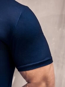 Manfinity Homme 男士漸層前紐扣T恤 - 藏蓝色 - 查看 5