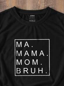 SHEIN LUNE Camiseta con estampado de letra - Negro - Ver 5