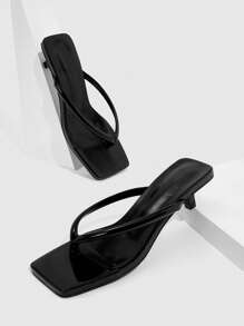 CUCCOO BIZCHIC 女士鞋尖头细高跟简约方头黑色凉鞋夏季毕业高跟鞋舞会高跟鞋度假鞋夏季促销返校鞋大学生鞋优雅基础款商务休闲商务时尚圣诞节秋季新年假期 - 黑色 - 查看 2