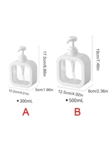 1pc PVC Empty Soap Dispenser, Simple Clear Household Pump Bottle Dispenser For Kitchen Room, Bathroom Bathroom Decor Summer - White - View 2