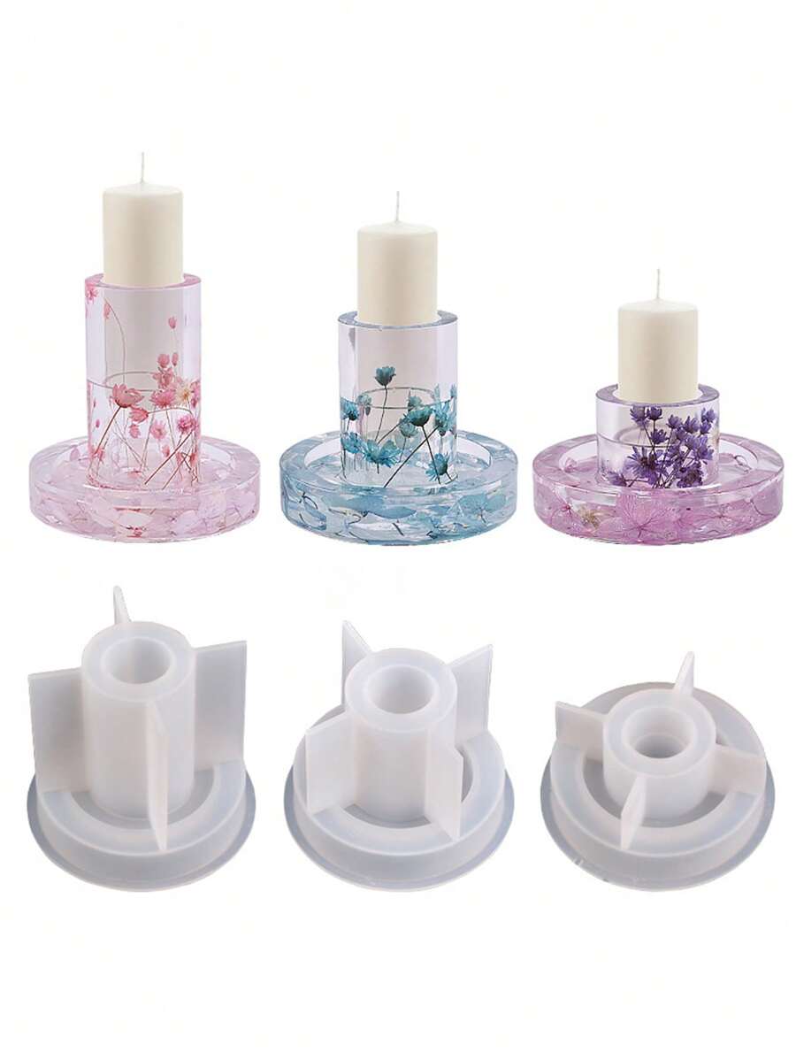 1pc Candle Holder Design DIY Silicone Mold - White - View 1