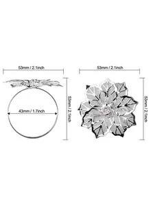 10pcs Flower Decor Napkin Ring - Silver - View 2