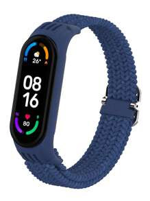 可调节编织尼龙表带与小米手环兼容，可作为返校学生的礼物 - 藍色 - 查看 1