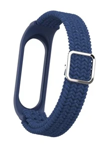 可调节编织尼龙表带与小米手环兼容，可作为返校学生的礼物 - 藍色 - 查看 2