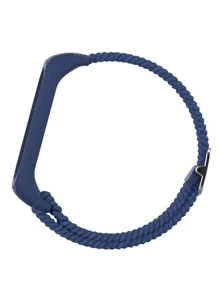 可调节编织尼龙表带与小米手环兼容，可作为返校学生的礼物 - 藍色 - 查看 3