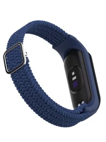 可调节编织尼龙表带与小米手环兼容，可作为返校学生的礼物 - 藍色 - 查看 4