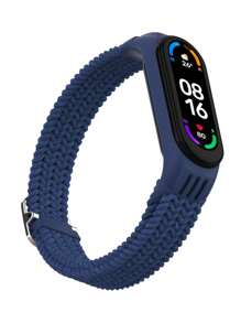 可调节编织尼龙表带与小米手环兼容，可作为返校学生的礼物 - 藍色 - 查看 5