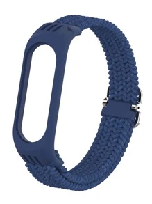 可调节编织尼龙表带与小米手环兼容，可作为返校学生的礼物 - 藍色 - 查看 7