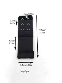 3pcs Black & White 2-Row 2-Hook Bra Extender, Elastic & Stretchy - Apricot - View 2