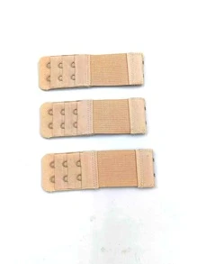 3pcs Black & White 2-Row 2-Hook Bra Extender, Elastic & Stretchy - Apricot - View 1