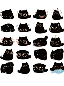40 miếng dán hình mèo hoạt hình - màu đen - Xem 4