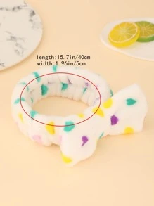 1入組愛心圖案蝴蝶結裝飾沐浴髮帶 - 白色 - 查看 3