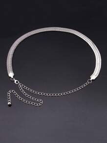 1入女士銀色蛇紋細節創意鏈條腰帶,日常點綴派對首選