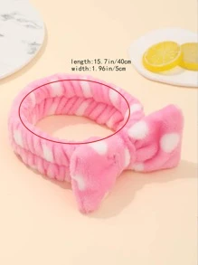 1入組波卡圓點蝴蝶結裝飾沐浴髮帶 - 西瓜粉 - 查看 2