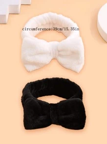 2pcs Bow Decor Bath Headband - Black and White - View 4