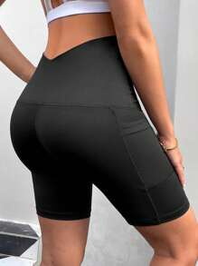 SHEIN 孕婦腹部支撐騎行褲帶手機袋