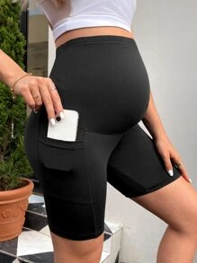 SHEIN 孕婦腹部支撐騎行褲帶手機袋