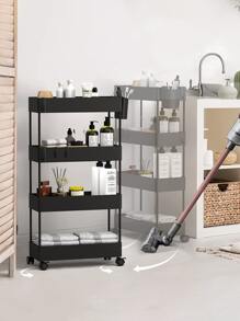 WORTHBUY 1pc Plastic Storage Rack, Modern Multifunction 3 Layer Holder For Home - White - View 4