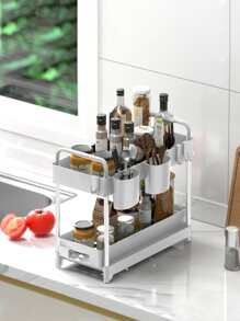 WORTHBUY 1pc Plastic Storage Rack, Modern Multifunction 3 Layer Holder For Home - White - View 5