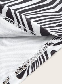 SHEIN ICON Rave Marble Print Pearls Chain Detail Cut Out Waist Cami Dress - Black and White - View 8