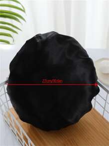 1 件纯色双层浴帽，简约黑色面料防水可重复使用浴帽，适用于女性淋浴水疗沙龙、浴室家居浴室装饰夏季 - 黑色 - 查看 3