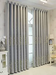 1 rèm cửa thêu hoa hồng tối giản hiện đại ngẫu nhiên, cản sáng, chống bụi, cách nhiệt - Xám - Xem 6
