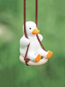 1pc Handmade Gypsum Cute Swing Tire Duck, Car Rearview Mirror Hanging Ornament, Interior Decoration, Garden Decorative Pendant - Multicolor - View 8