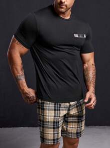 SHEIN Men Plaid Print PJ Set - Multicolor - View 1