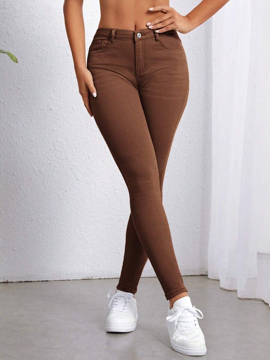 Jeans ajustados unicolor | Mode de Mujer | SHEIN España