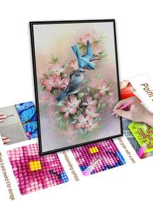 1pc PMMA DIY Diamond Painting Without Frame, Cottagecore Bird & Floral Pattern DIY Diamond Painting For Craft - Multicolor - View 2