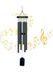 1 件铝合金风铃，现代黑色壁挂饰品，适用于家居装饰、家居装饰、房间装饰、墙壁装饰 - 黑色 - 查看 3