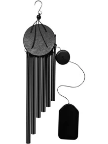 1 件铝合金风铃，现代黑色壁挂饰品，适用于家居装饰、家居装饰、房间装饰、墙壁装饰 - 黑色 - 查看 4